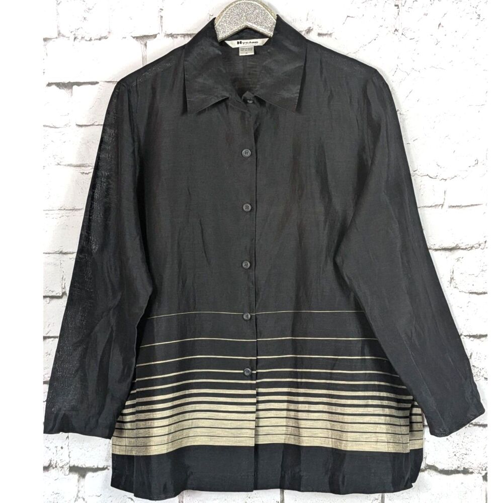 NYGARD Linen Silk Shirt Shacket Lagenlook Artwear Crinkle Voile Size 16